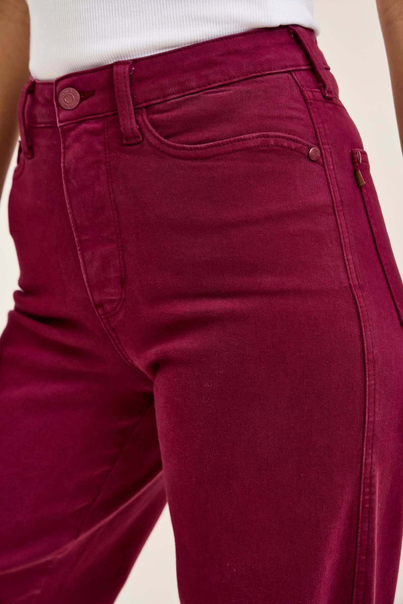 Judy Blue Tummy Control Lux Retro Wide Jeans – Boysenberry - Image 5