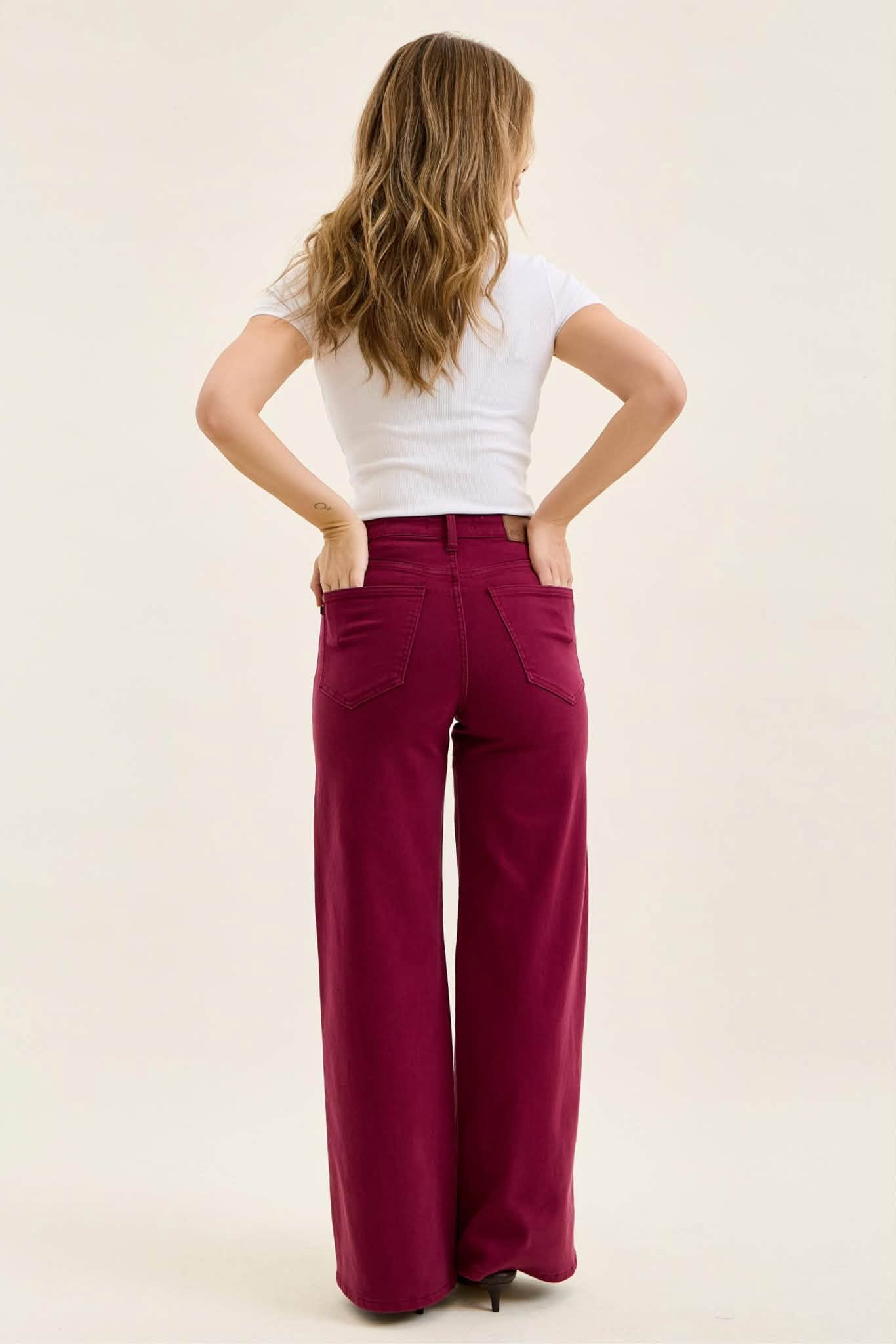 Judy Blue Tummy Control Lux Retro Wide Jeans – Boysenberry - Image 6