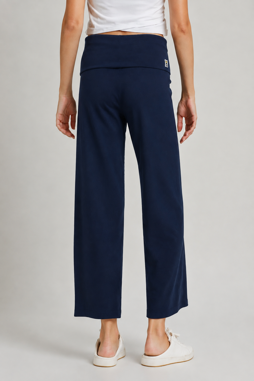 MOHMe by Umgee Cotton Viscose Fold-Over Waist Pants – Navy - Image 4