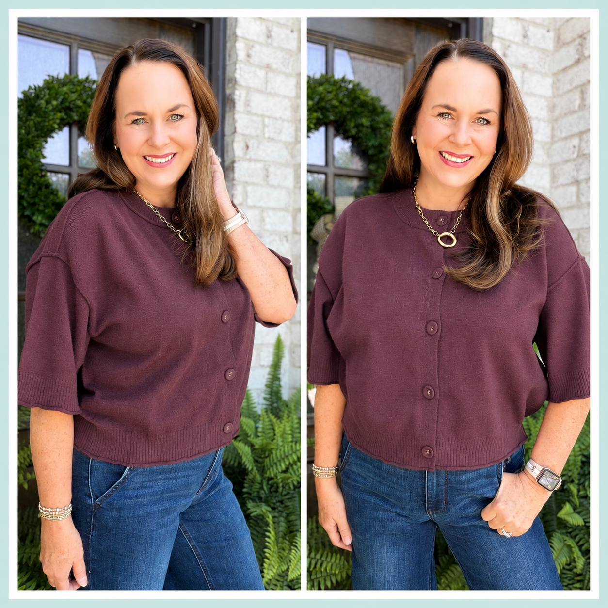 Entro Short Sleeve Button Front Sweater - Image 2