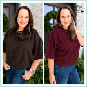 Entro Short Sleeve Button Front Sweater