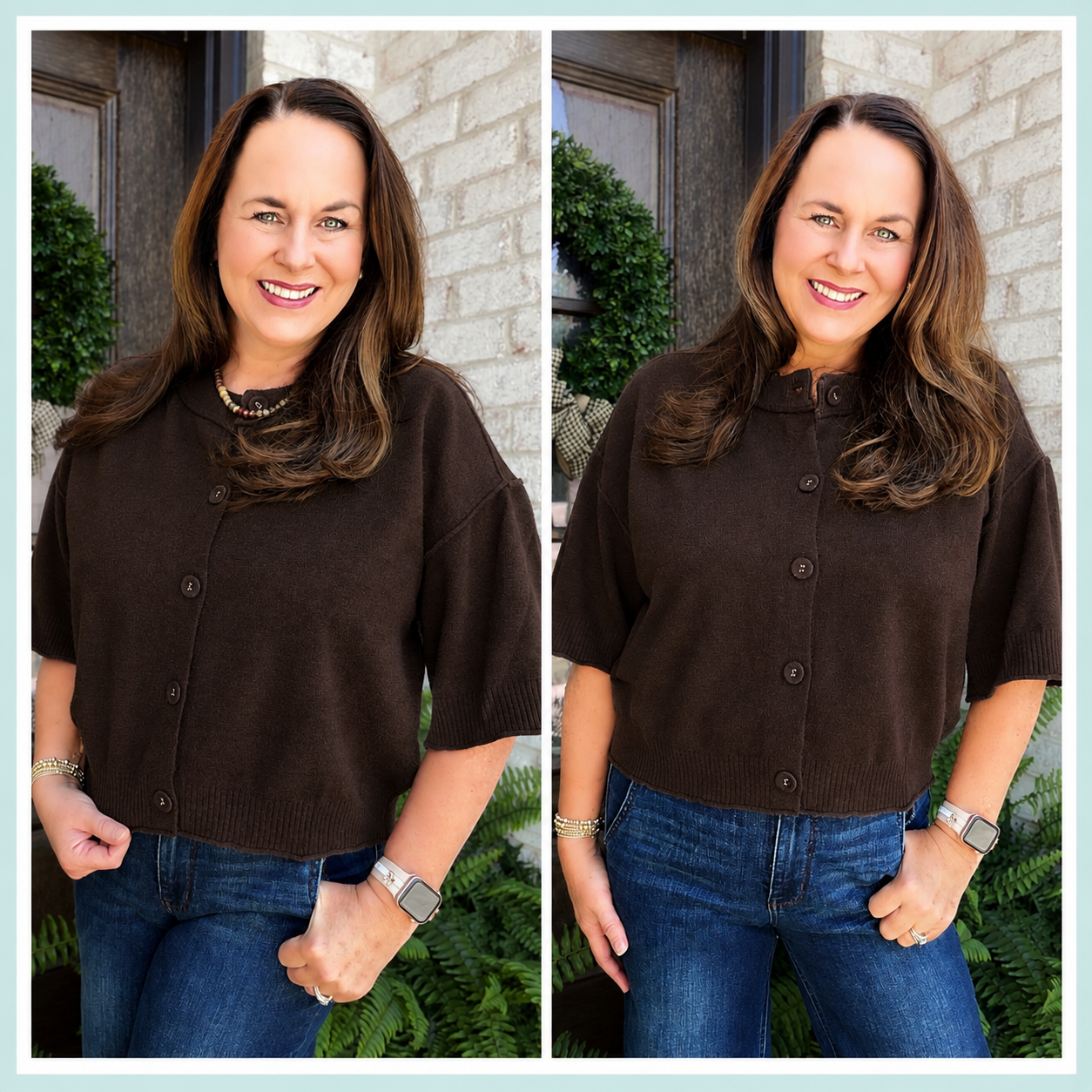 Entro Short Sleeve Button Front Sweater - Image 4