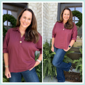 Entro Wine Relaxed Dolman Sleeve Top