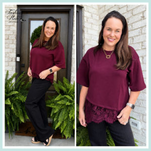 Entro Lace Bottom Lux Knit Top