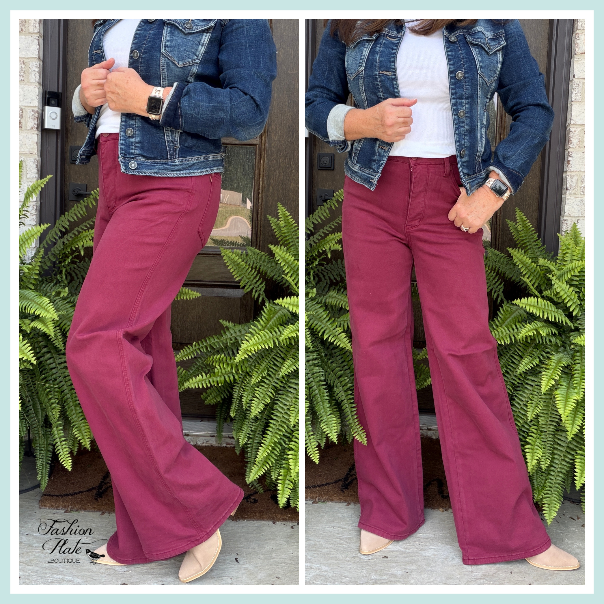 Judy Blue Tummy Control Lux Retro Wide Jeans – Boysenberry - Image 3