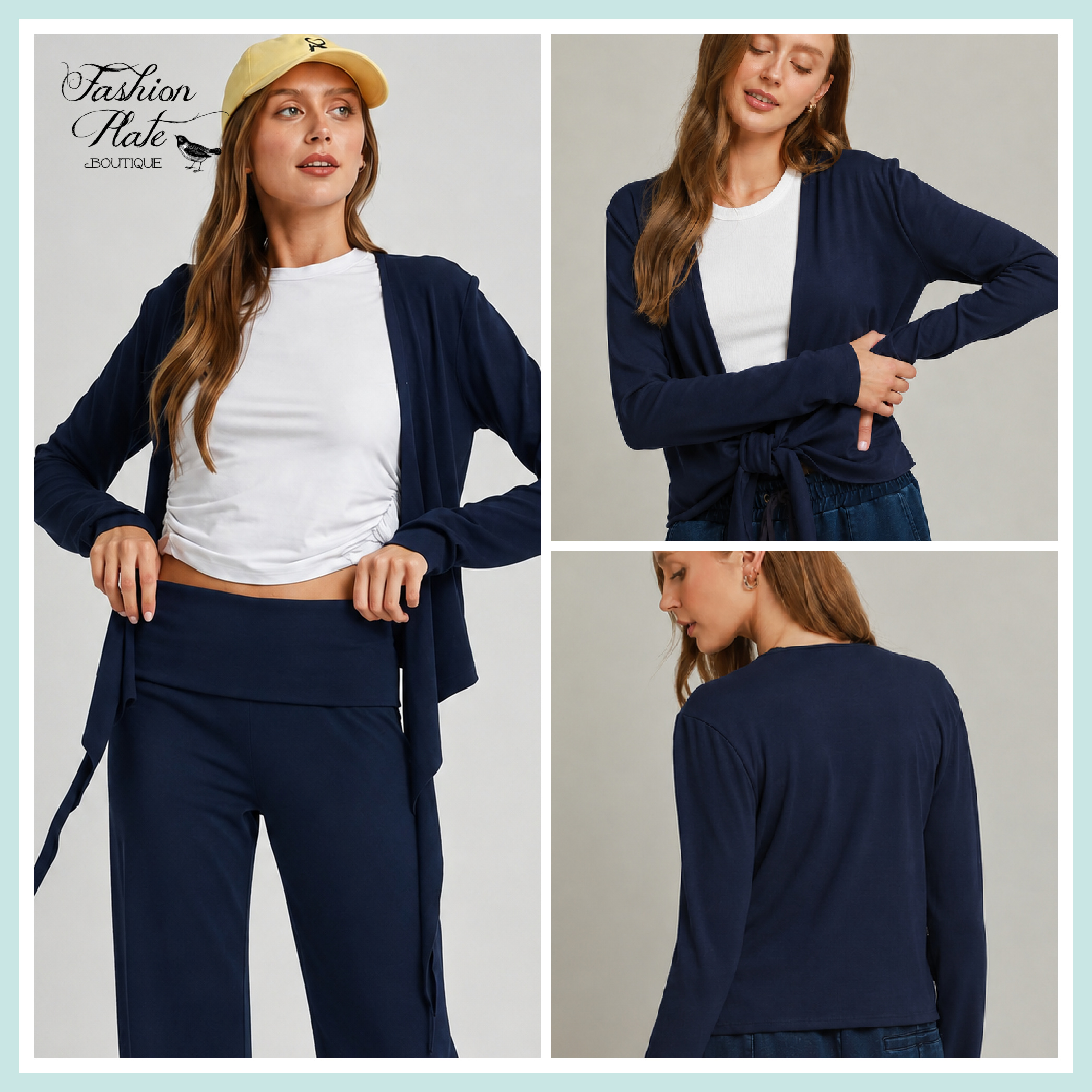 MOHMe by Umgee Cotton Viscose Wrap Cardigan – Navy - Image 2