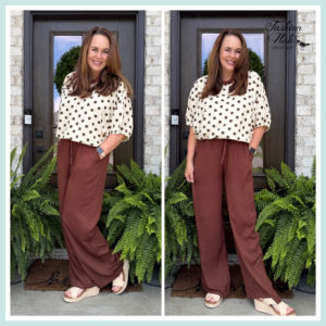 Brown Flowy Straight Leg Pants
