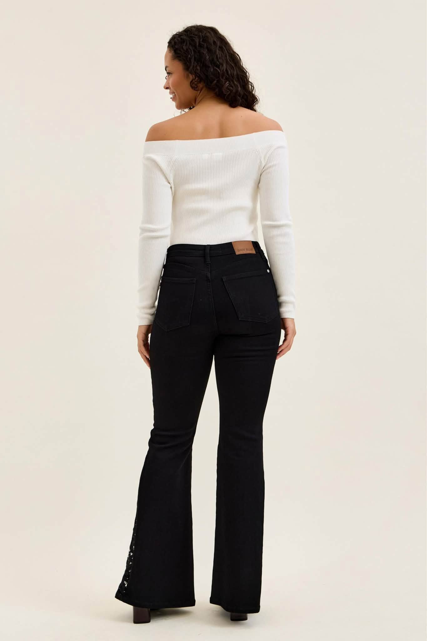 Judy Blue Jaqueline Lace Detail Ultra Flare Jeans - Image 5