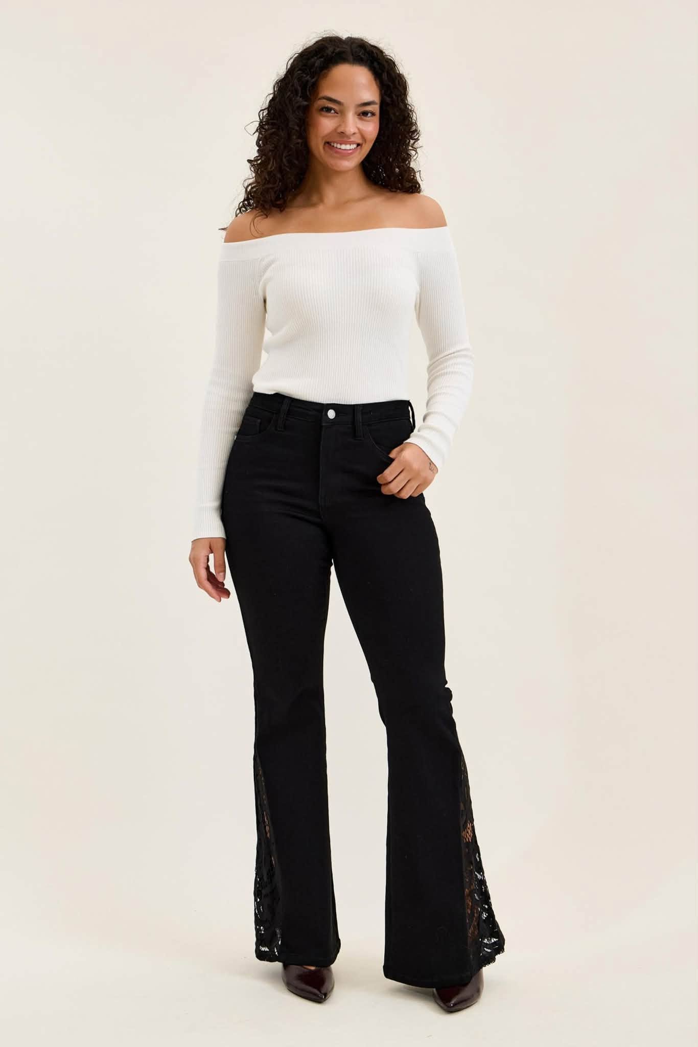 Judy Blue Jaqueline Lace Detail Ultra Flare Jeans - Image 4