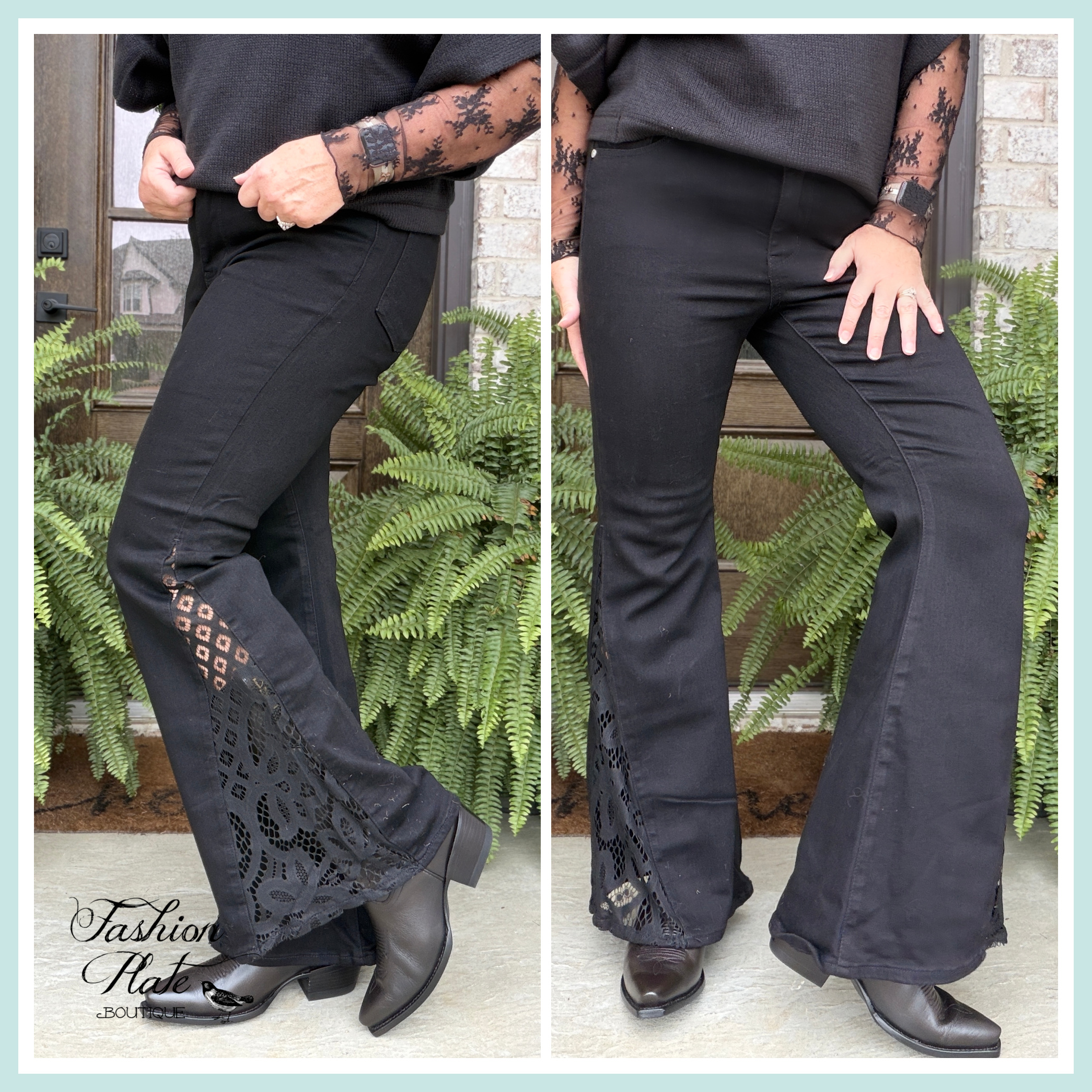 Judy Blue Jaqueline Lace Detail Ultra Flare Jeans