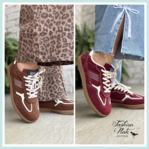 Bracken Retro Court Sneakers – Brown or Burgundy