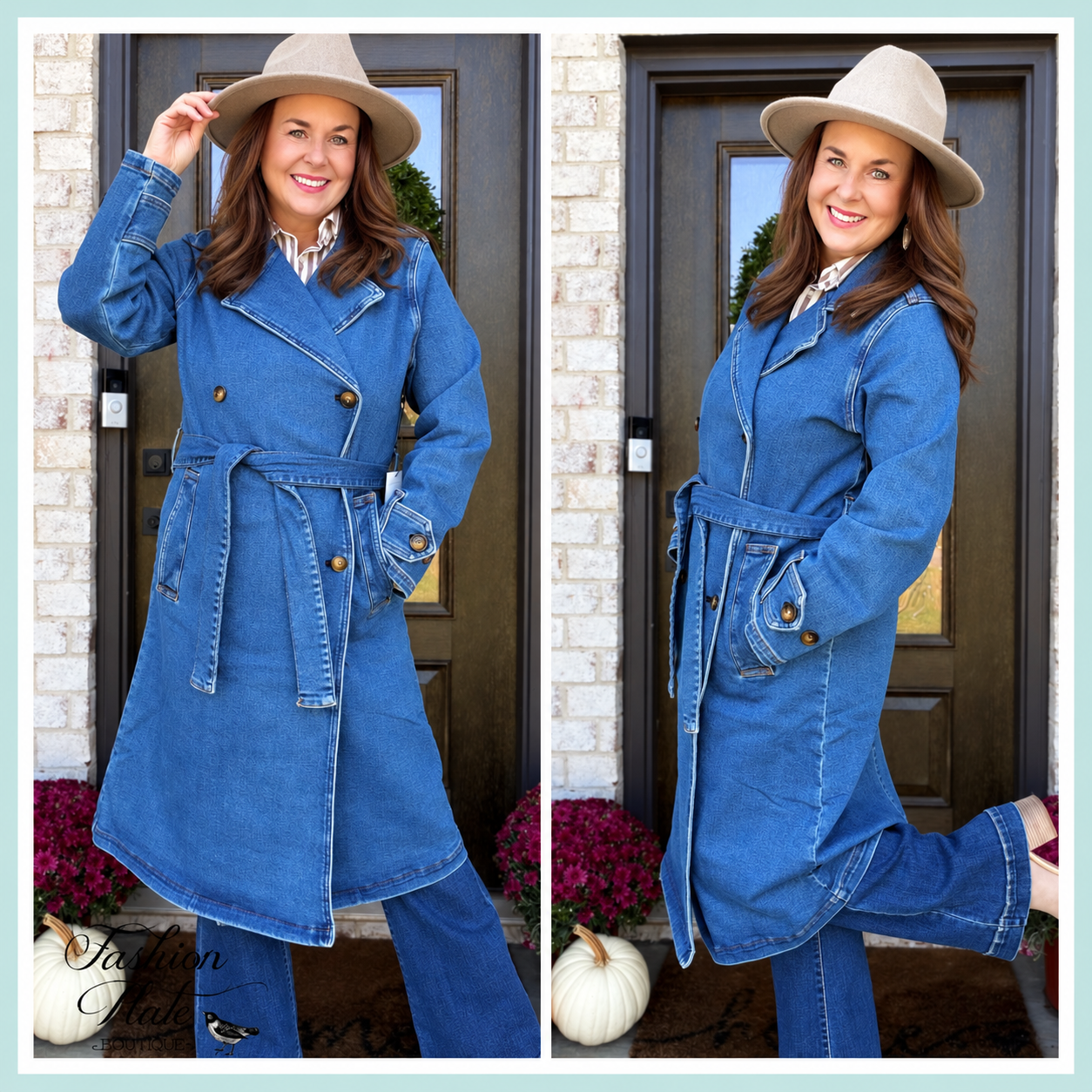 Judy Blue CELINE Denim Trench Coat – Medium Indigo - Image 2