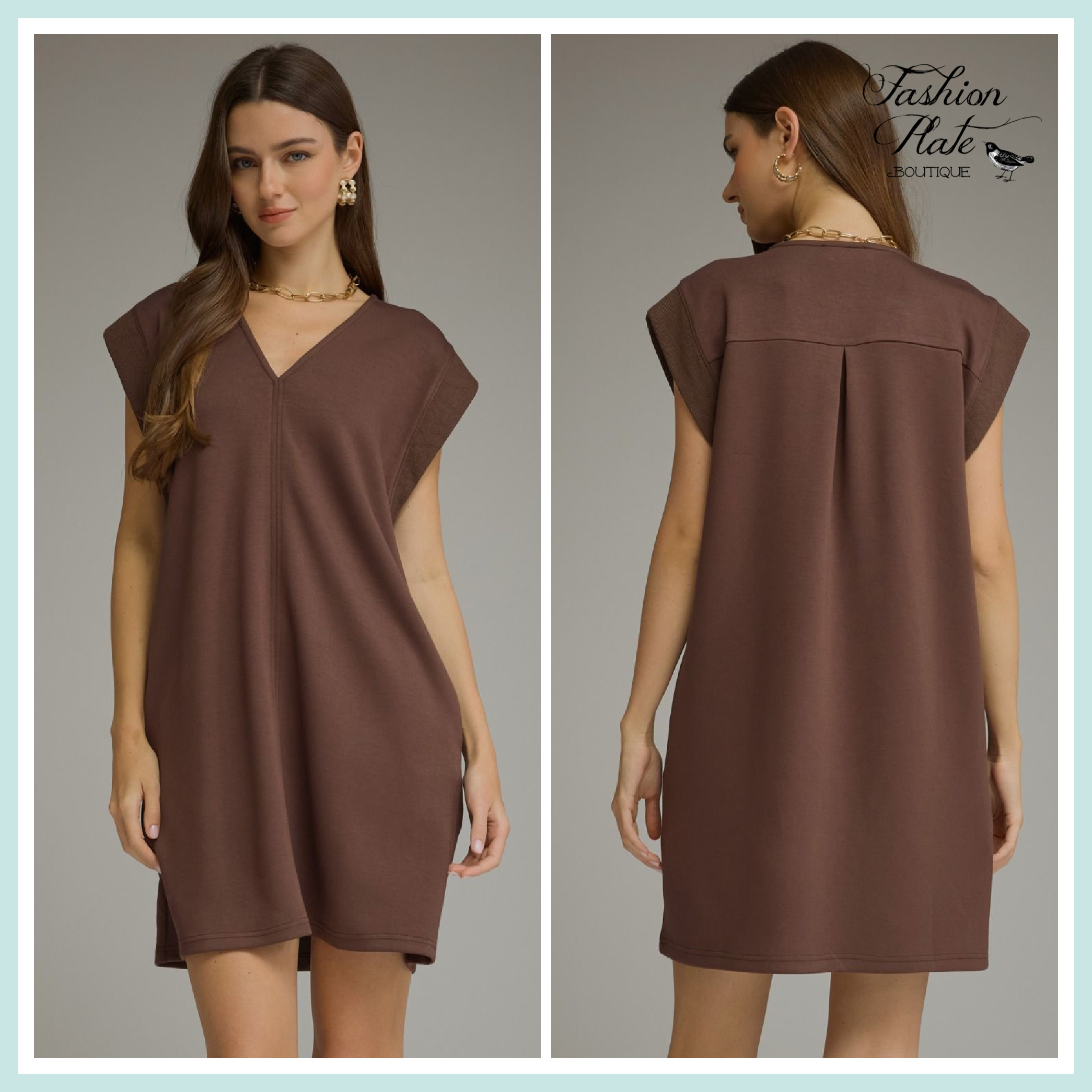 Entro LUX Knit Sleeveless Dress – Brown or Win - Image 3