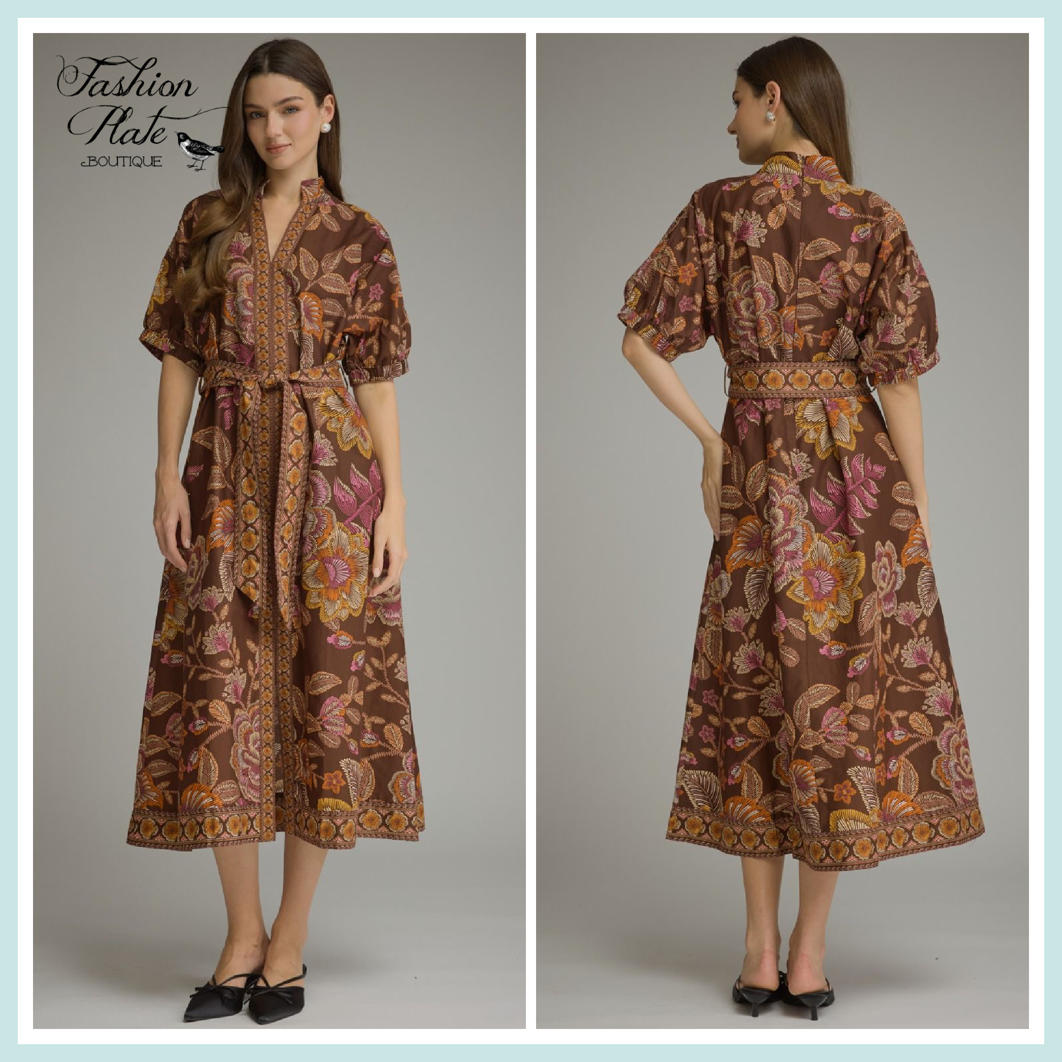 Entro Fall Floral Midi Dress - Image 3
