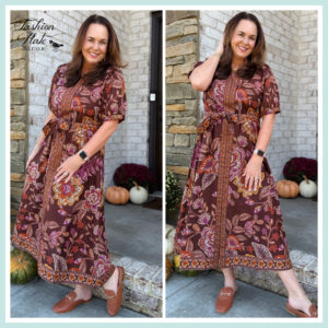 Entro Fall Floral Midi Dress