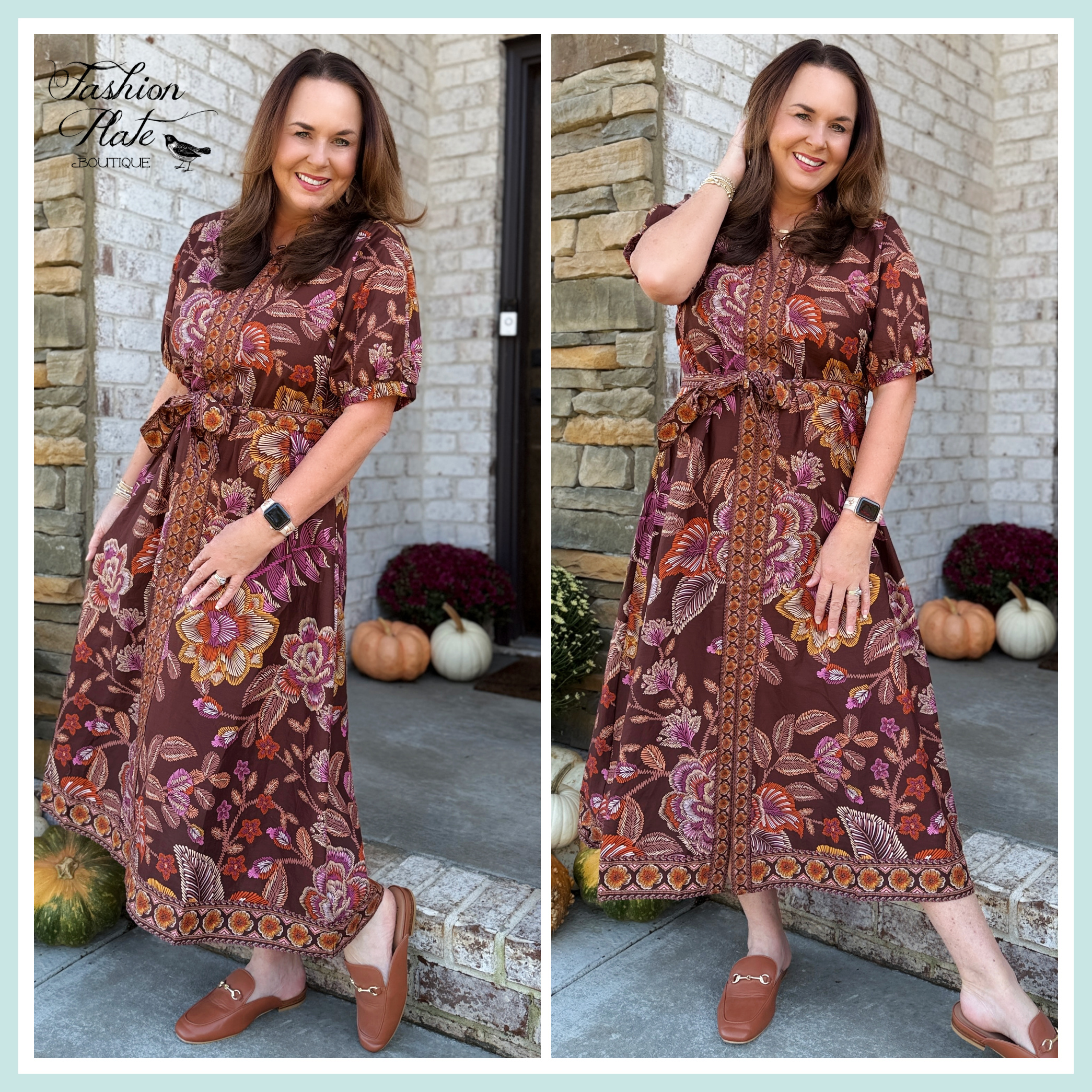 Entro Fall Floral Midi Dress