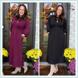 Entro LUX Knit Midi Dress – Black & Wine