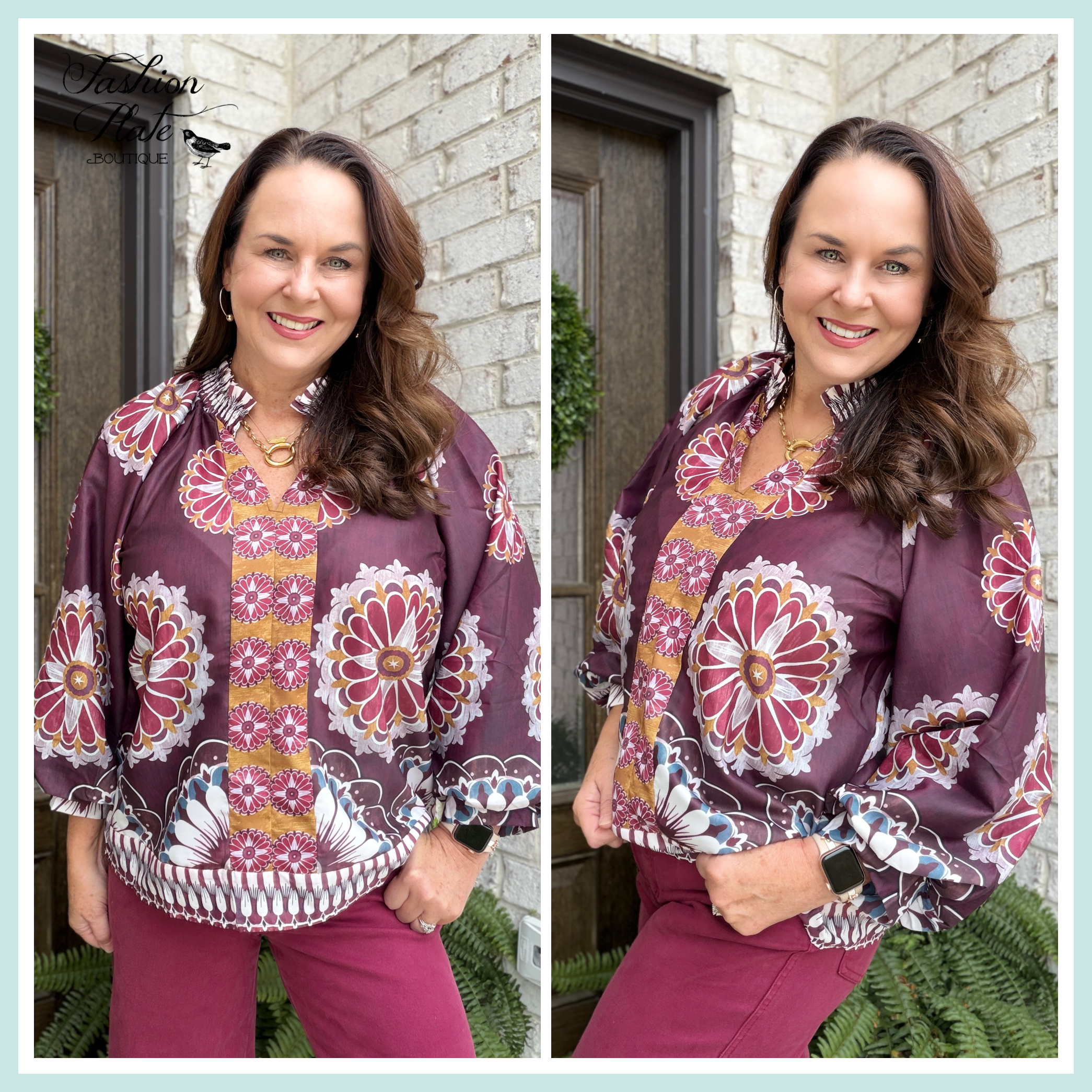 Umgee Boho Print Blouse