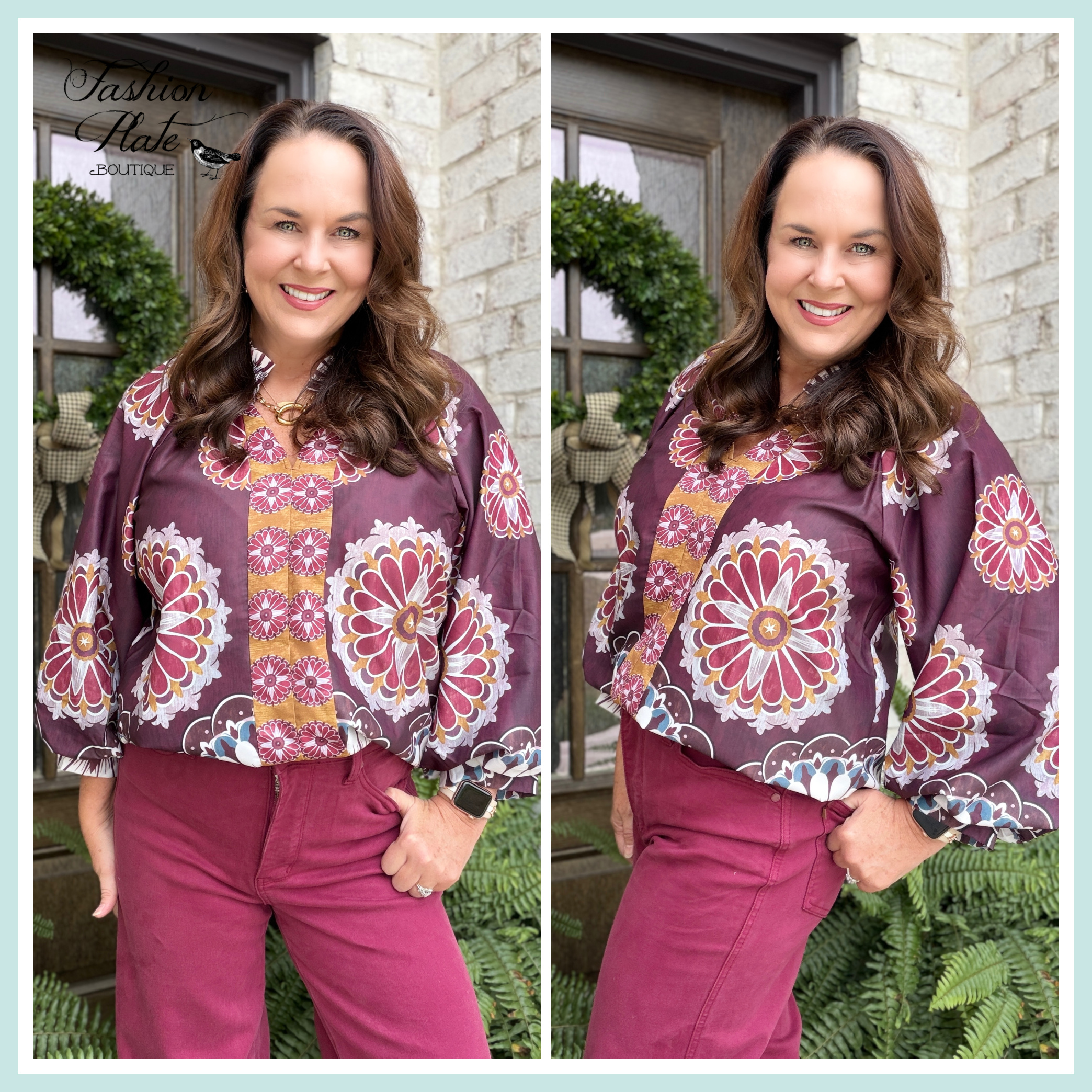 Umgee Boho Print Blouse - Image 2