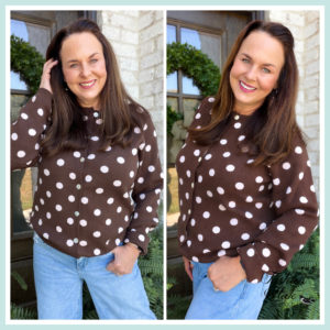 Brown & Pink Polka Dot Cardigan